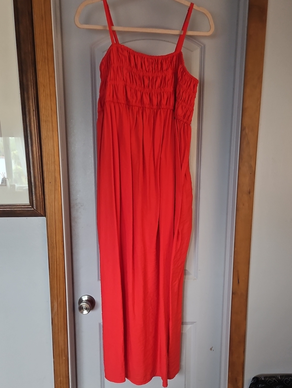 a new day Red Smocked Spaghetti-Strap Maxi Dress